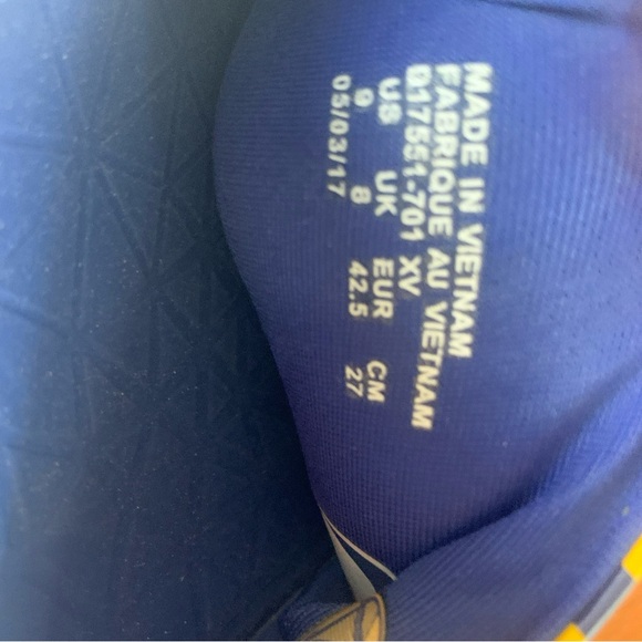 Nike Blue Yellow Golden State Warriors Benassi Solarsoft NBA Slides Mens Size 9 - Picture 6 of 9